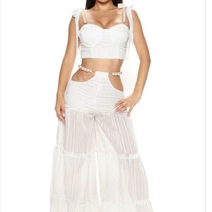 Fashion Nova White Pearl-Embellished Set